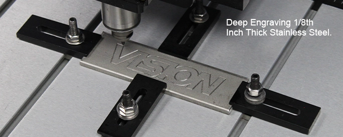 Deep engraving stainless steel.