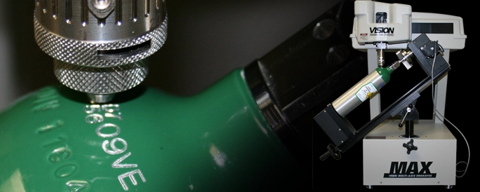 Engraving an oxygen tank.