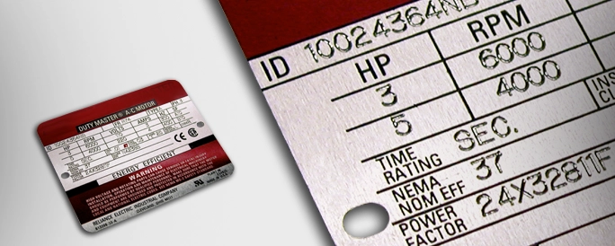 Metal tag engraving.