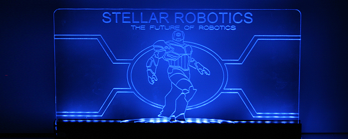 Led Edge Lit Acrylic Robot Sign