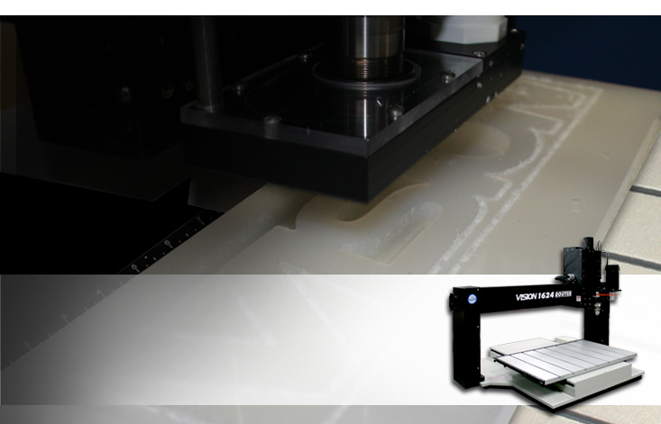 1624R CNC Router Routing Out Plstic Vision Logo
